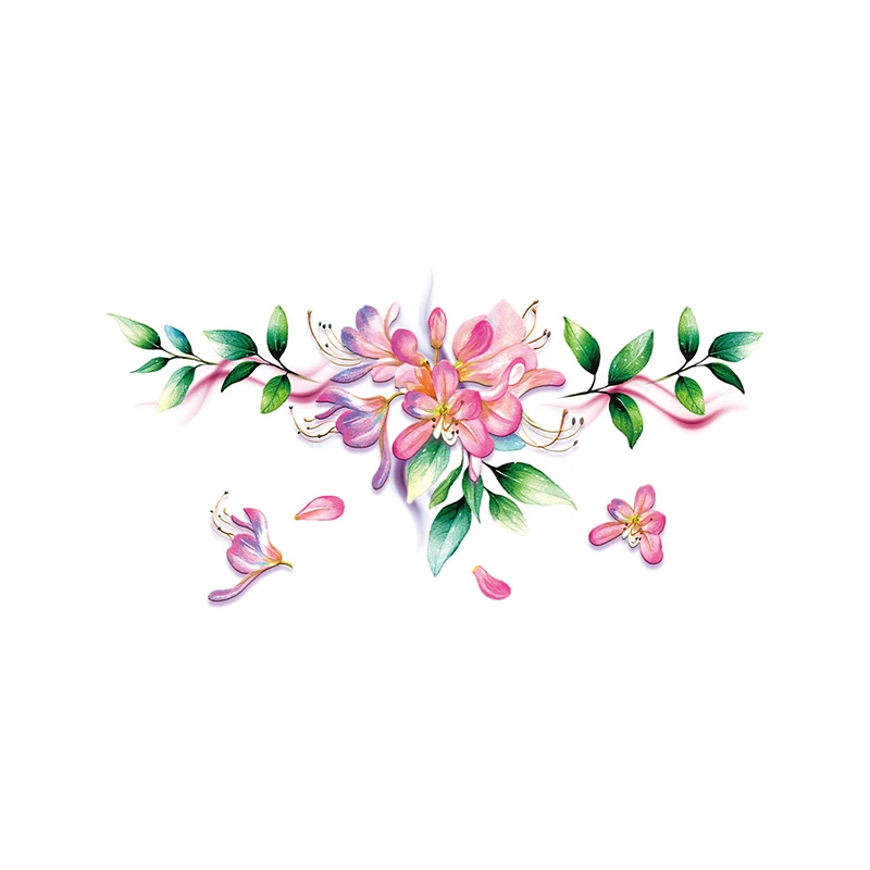 สติกเกอร์ชั่วคราวหน้าอกดอกไม้สีอินเทรนด์และเซ็กซี่สติกเกอร์รอยสักแบบใช้แล้วทิ้งกันน้ําและกันเหงื่อ