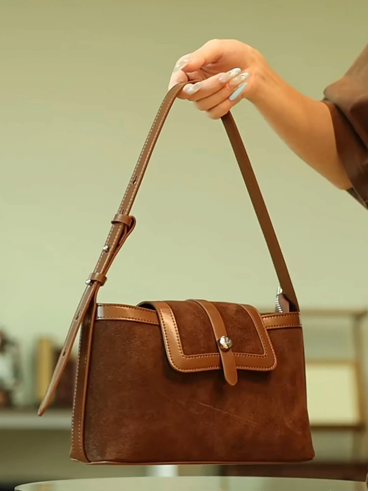 

Модная уникальная женская сумка из натуральной кожи в стиле ретро, нишевая женская сумка через плечо из натуральной кожи, новинка