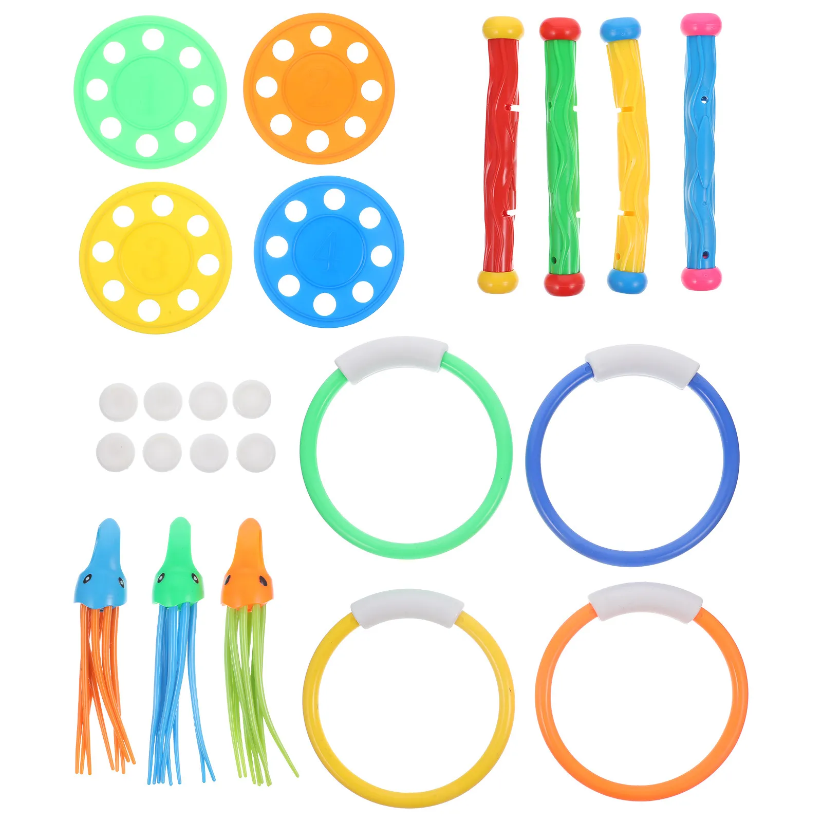 15Pcs Pool Diving Set Kids Swim Game Underwater Grab Rings Sticks Water Fun Training Diving Toys for Pool for Kids