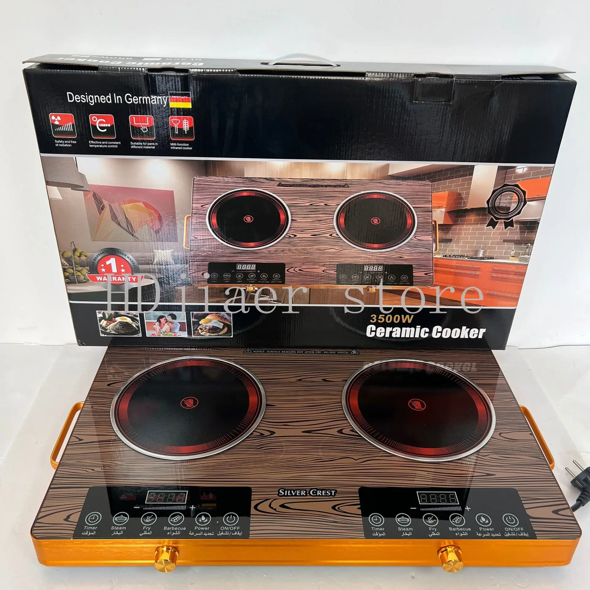 

New Model Double Burner Electric Ceramic Hob - 3500W High Power, Multifunctional, Smart Timer, Home Use Electric Stove
