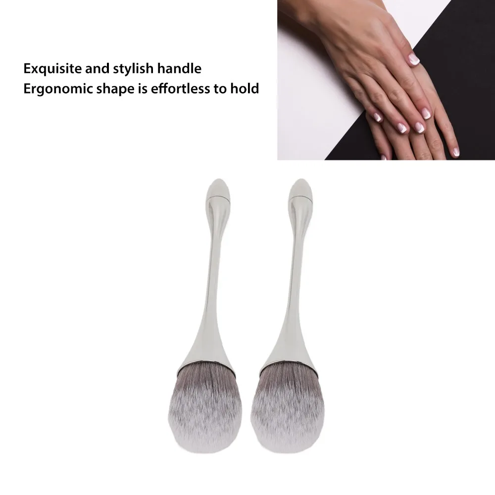 2pcs Soft Bristles Nail Art Powder Brush Ergonomic Handle Nail Powder Remover Powder Remover Brush Multipurpose