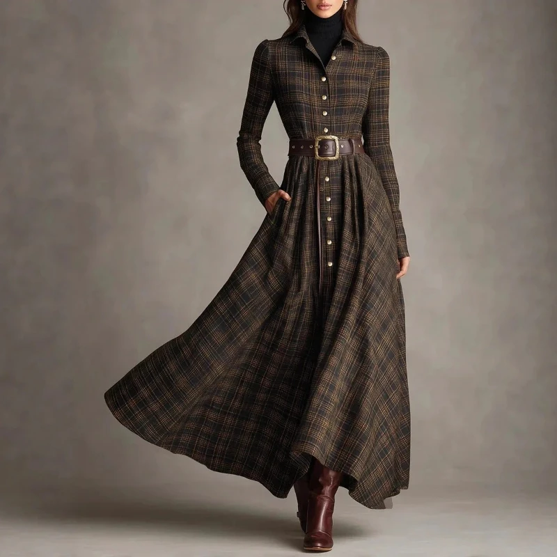 

Женское платье-рубашка в уличном стиле с цифровым принтом, длинная юбка с эластичной талией, высокая посадка