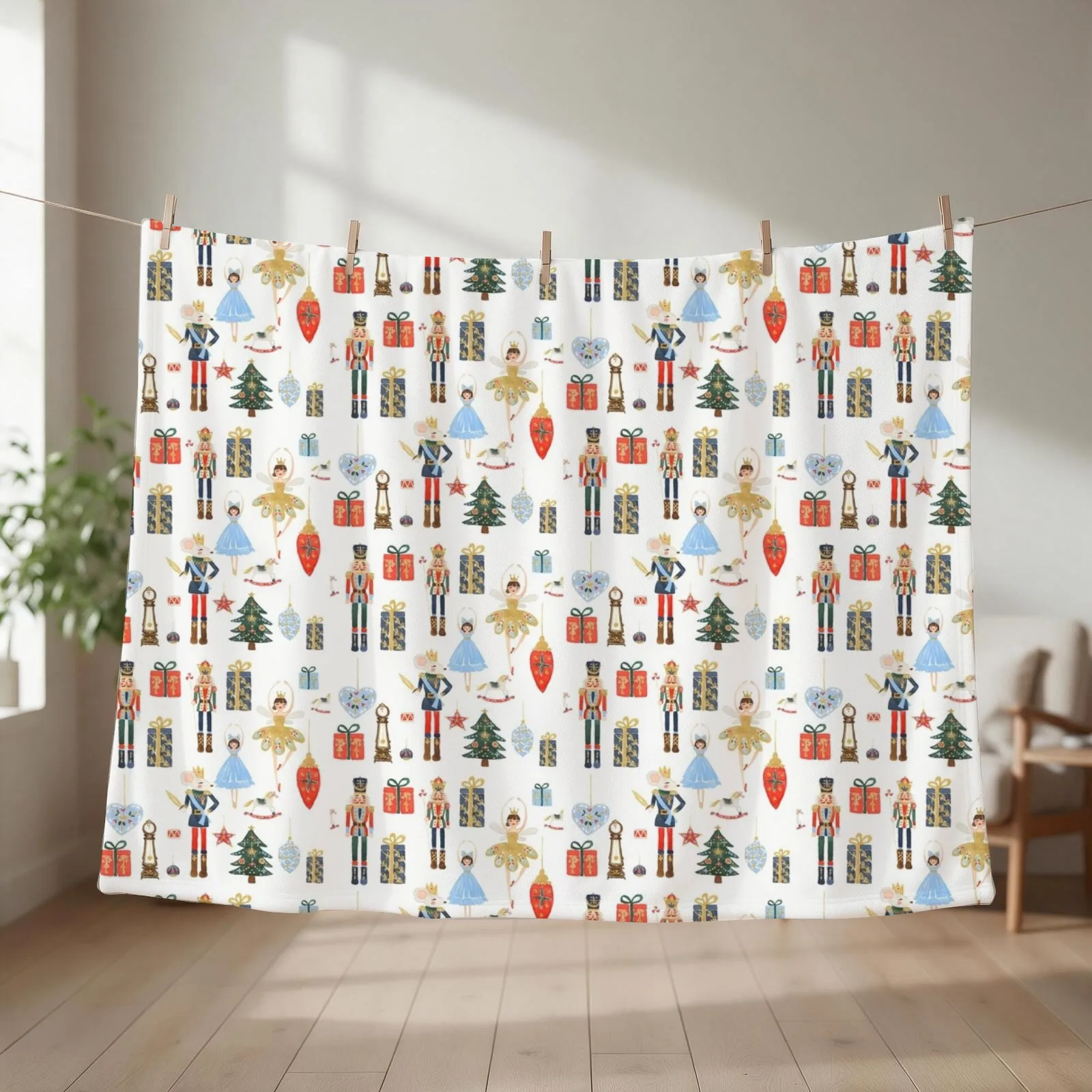 Nutcracker Ballet Christmas Throw Blanket couch cozy soft plush fuzzy picnic outdoor blanket