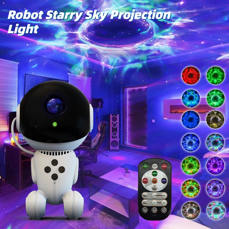 New Robot Galaxy Projector Night Light Starry Sky Lamp With Remote Control Timing LED Lamps Home Party Bedroom Decoration Gifts