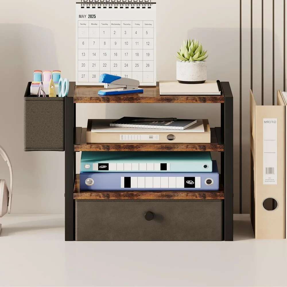 منظمات المكتب وملحقاتها، منظم ملفات صينية الحروف الورقية من 4 طبقات مع درج قماش و3 حامل أقلام، ملحق مكتب المكتب