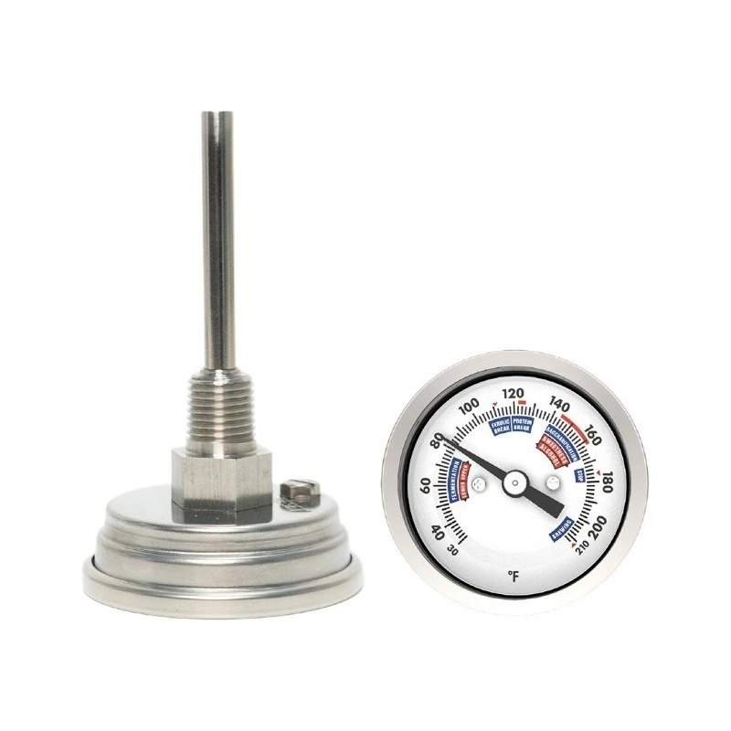 Bimetallic Axial Thermometer 304 Stainless Steel 2/3/4/5 Inch Anti‑Corrosion For Brewing Tank Measure