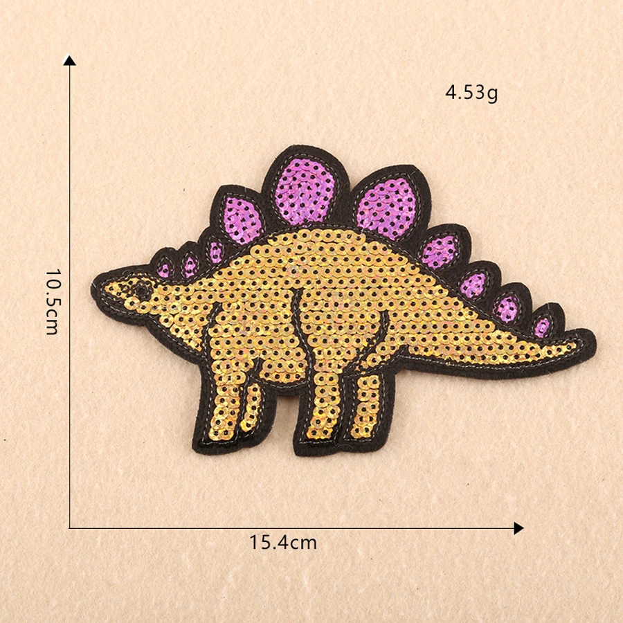 Embroidery Sequin Sewing Iron On Dinosaur Patches For Clothing Thermoadhesive Adhesive Transfer Appliques Stitch Stuff Stickers