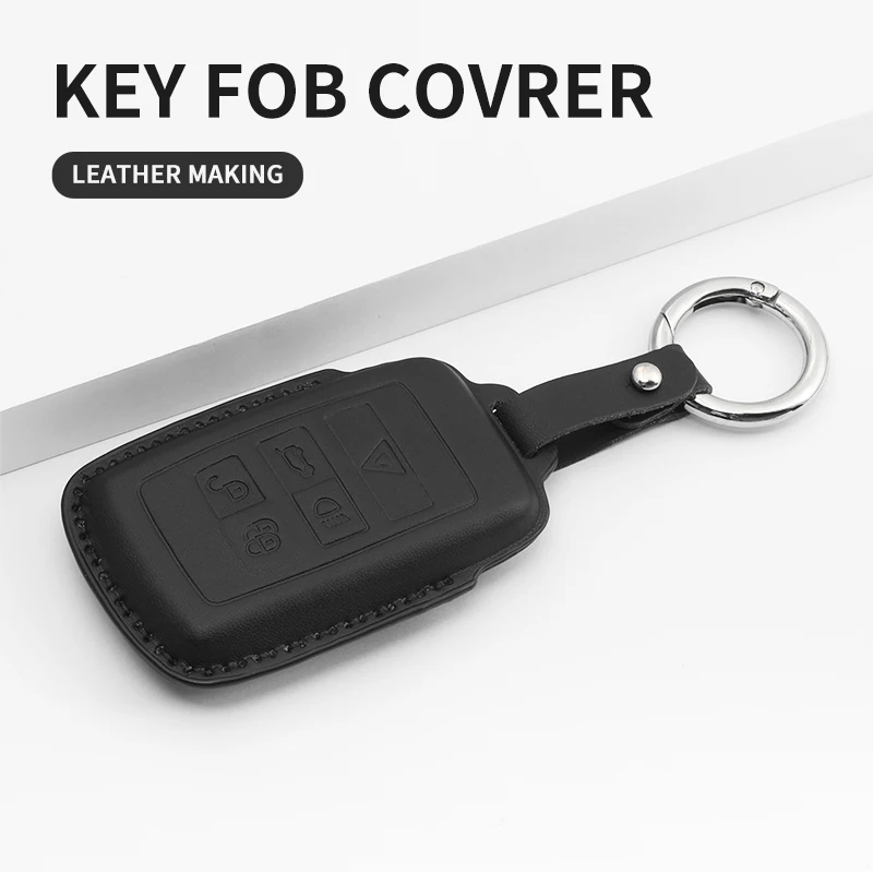 Leather Car Key Case Cover Protector Shell Fob Accessories For Land Rover Range Rover JAGUAR Sport Evoque Velar Discovery