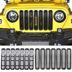 Front Grill Mesh Inserts Clip-in Honeycomb Grille Guards For Jeep Wrangler TJ & Unlimited1997 1998 1999 2000 2001 2002 2003-2007