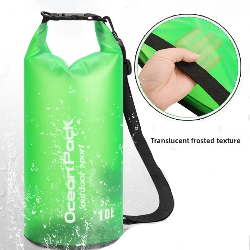 Foldable Translucent PVC Waterproof Bucket Bag - Outdoor Drifting Swimming Beach Pouch