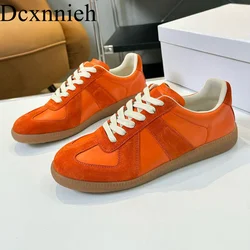 Unisex Patchwork Round Toe Lace Up Flat Shoes Thick Soles Color Casual Walking Shoes Sneakers Daily Commuting Shoes 2024