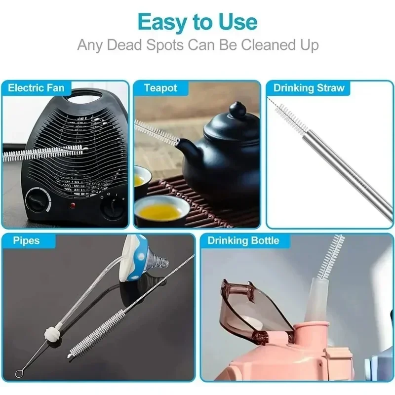 Wholesale Drinking Straw Cleaning Brushes Stainless Steel Long Handle Nylon Brush Kits Baby Cup Bottles Keyboard Cleaning Tools