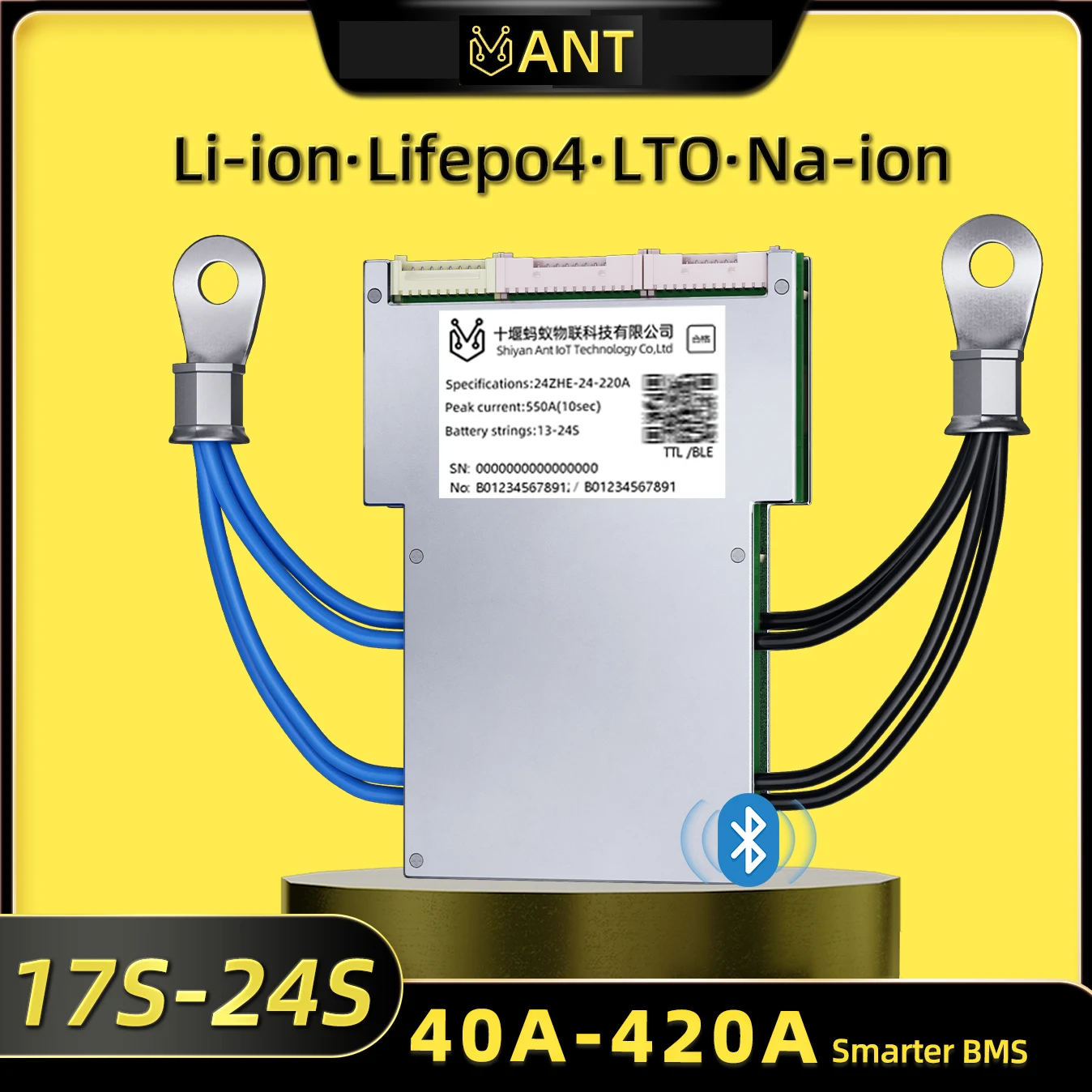ANT 17-24S BMS 48V 60V 72V 50A 100A 130A 400A Lifepo4 Li-ion 17S 18S 19S 20S 21S 22S 23S Smart BMS for Inversor Electric Motor