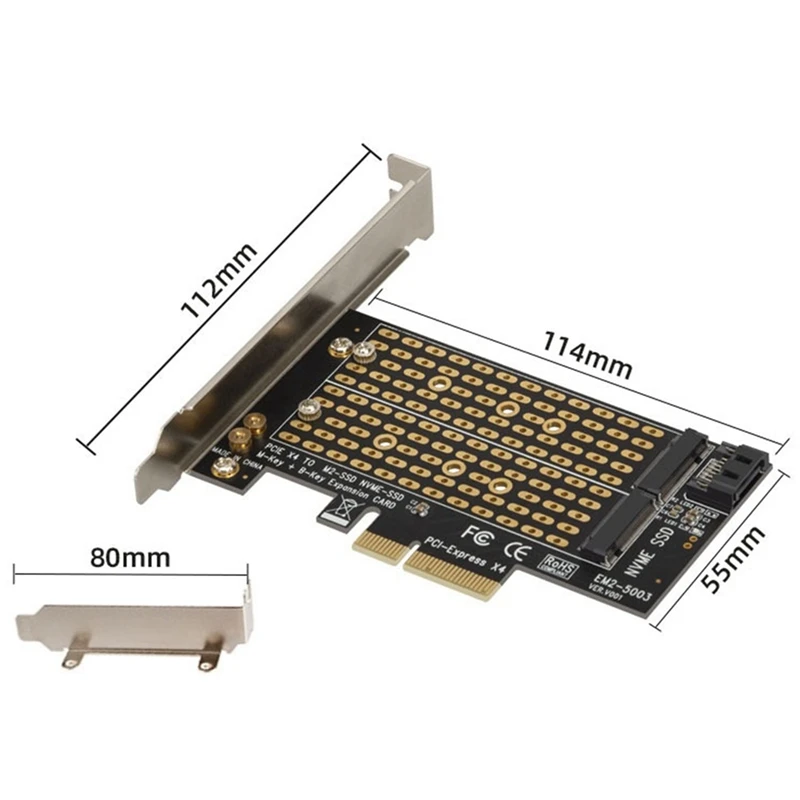 محول M.2 NVME /SATA إلى Pcie 4.0 X4، يدعم M-KEY، B-KEY، بطاقة توسيع محرك الحالة الصلبة