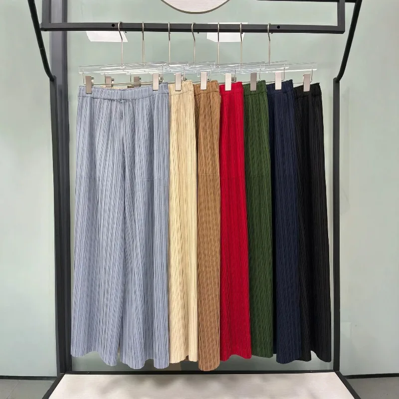 Miyake Pleated 2026 Wide-Leg Pants Autumn Winter New Loose Casual Versatile Plus Size Straight-Leg Long Pants for Women Pleat