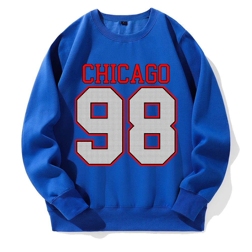 Chicago 98 Street City Letter Printing Sweatshirt Men Loose Casual Fashion Hoodie Funny Novelty Tide Hoody Street Sports Hoodies