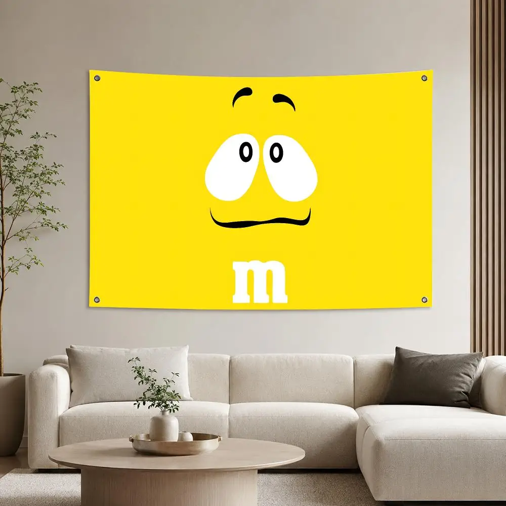 Snack-Klassiker M-M&M's Flaggen Ästhetischer Wandteppich Bedruckter Wandbehang Wohnzimmer Party Outdoor-Dekoration – Detail 4