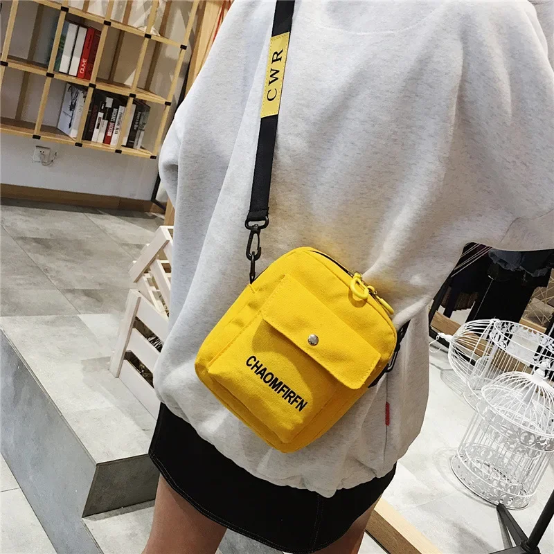 Small Canvas Bag Women\'s Crossbody Shoulder Bags for Women Messenger Coin Purse Cartoon Cell Phone Shoulder Bags Phone Handbags