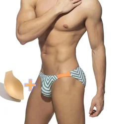 Bikini con almohadilla de realce para hombre, bañador Sexy Gay, Mini bañador, pantalones cortos de playa, Copa Desmiit brasileño 2023