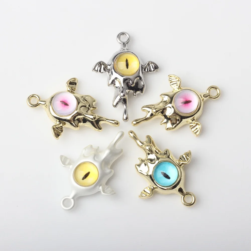 10pcs Alloy Candy Color Wings Eye Pendant Charms For Jewelry Making Handmade DIY Bracelet Earrings Necklace Key Chain Ornament