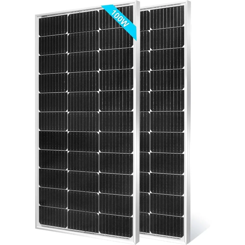 2pcs 100W Solar Panel Monocrystaline Solar Panel Module Grade A Solar Cell,Black