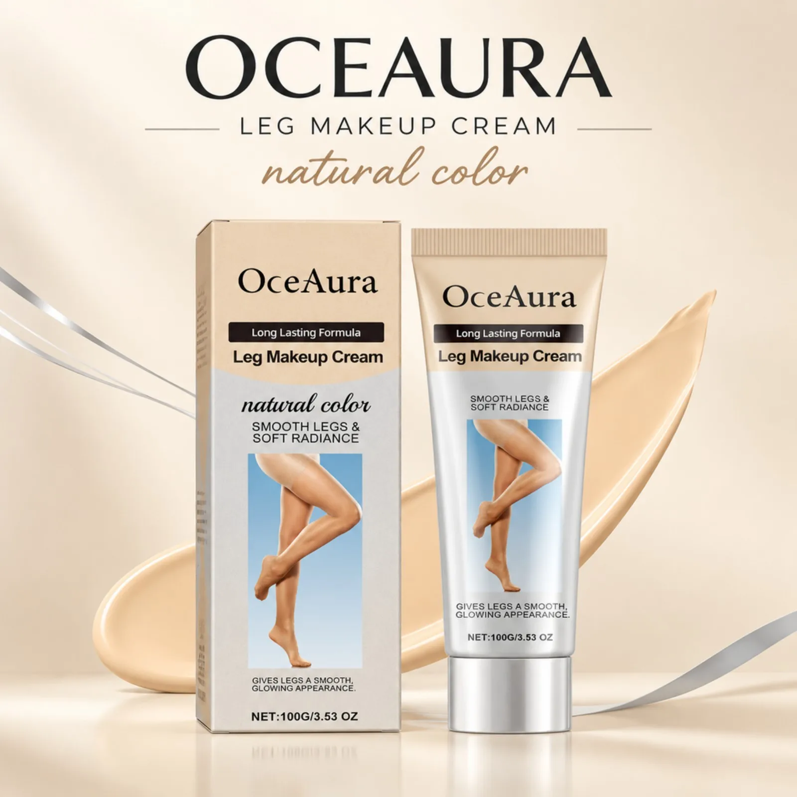 OceAura Leg Makeup Cream 100g Body Foundation Waterproof Sweat Proof Natural Coverage Long Lasting Even Skin Tone Leg Concealer