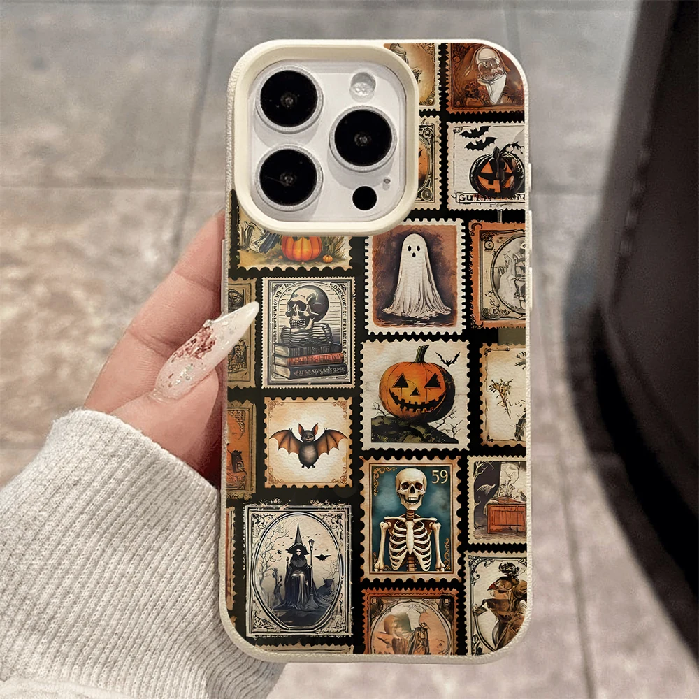 Halloween-Stempel-Handyhülle für iPhone 17 16 15 14 13 12 Pro Max 16 15 14 Plus 17 16 15 14 13 12 Pro 17Air Silikon-Matt-Cover – Detail 2
