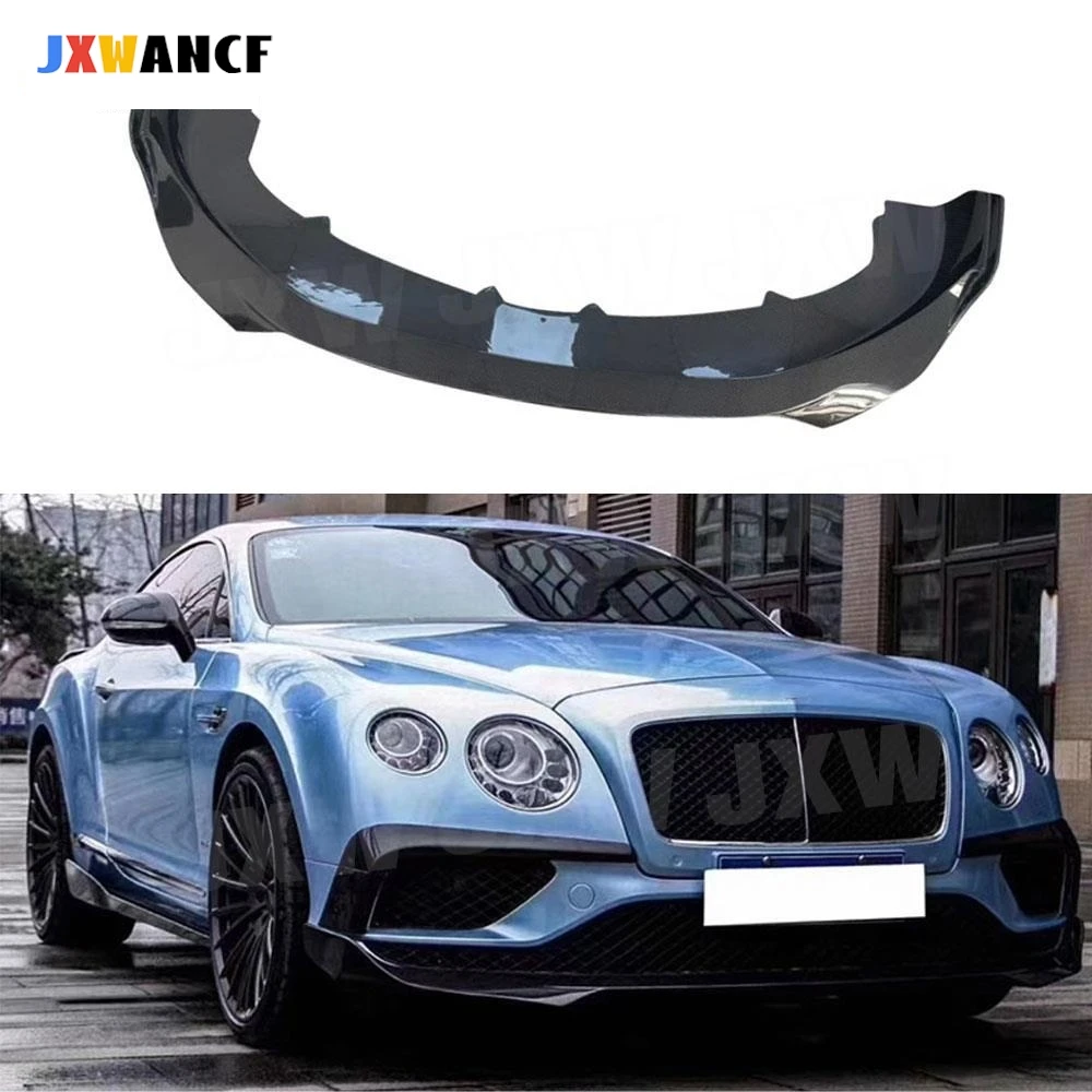 

JXWANCF For Bentley Continental 2015-2017 ST Style Carbon Fiber Front Bumper Lip Splitter Spoiler Body Kit FRP Front Lip