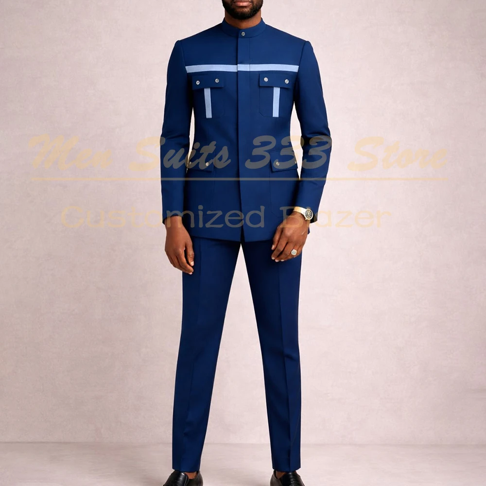 

Модные мужские костюмы по индивидуальному заказу, облегающая мужская одежда, высококачественная однобортная куртка с лацканами-стойкой, комплект из 2 предметов, куртка, брюки, наряды 2026