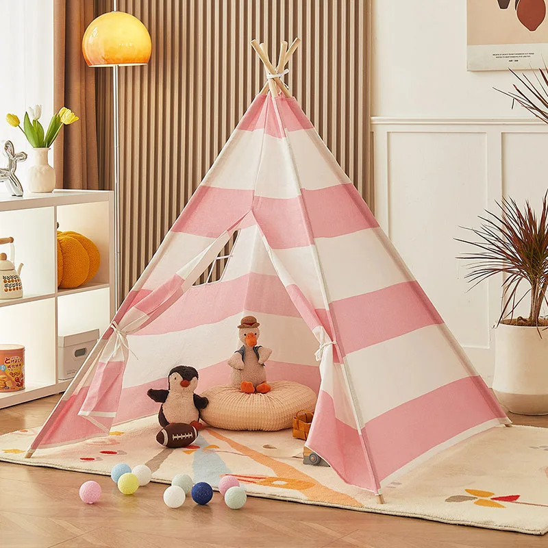 Dropshipping 1.3M Kids Tent Tipi Draagbare Kinderen Speelhuis Indoor Outdoor Camping Huis Cadeau Jongens Meisjes Tenten Wigwam