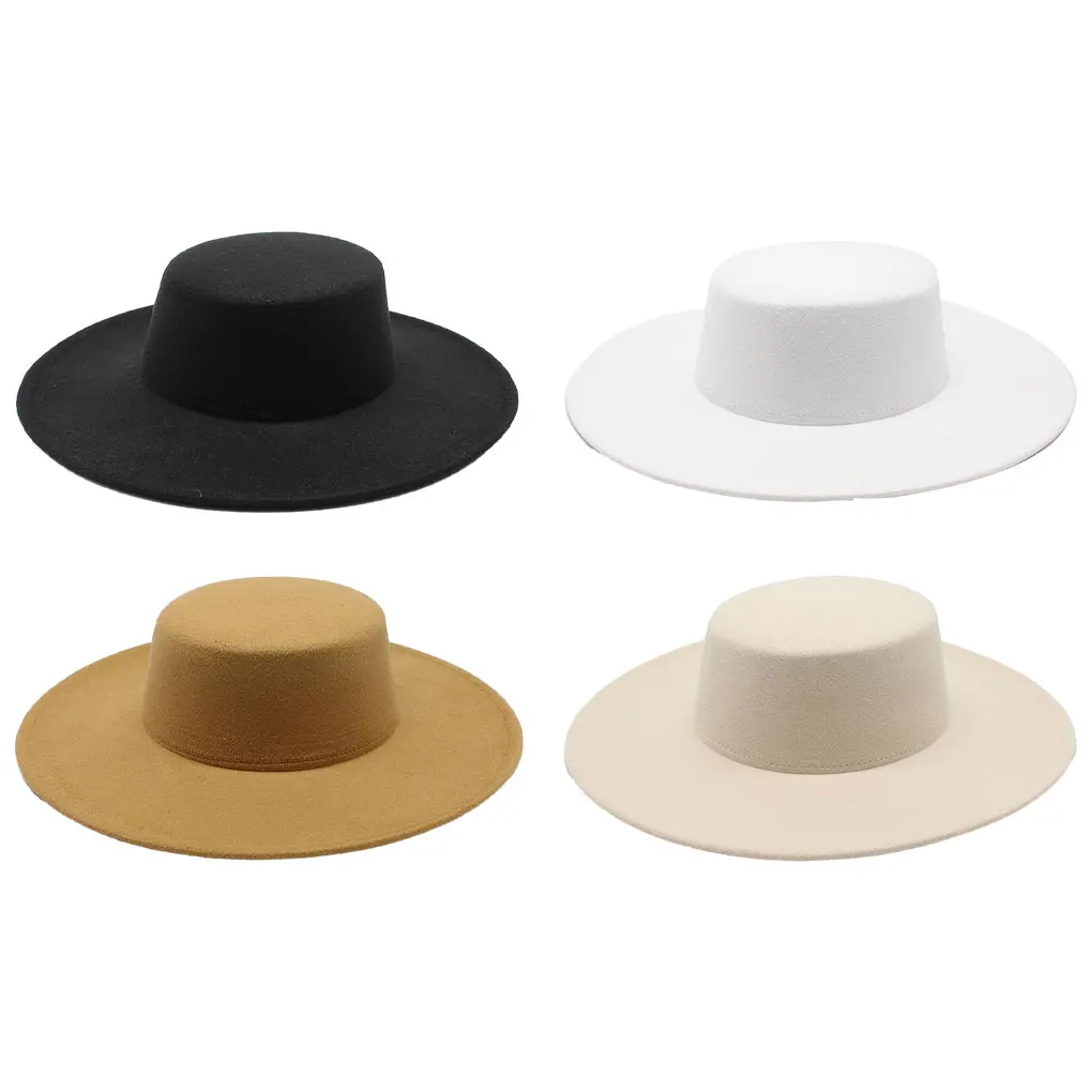 French Ladies Fedoras Top Bow Tie Fedora Hat Winter Autumn Imitation Woolen  Wedding Jazz Hats Flat Top Felt Hat Bowler Hats