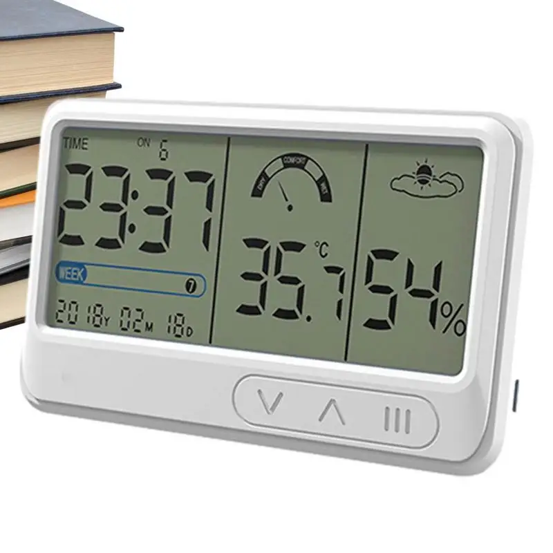 

Temperature Humidity Monitor Multifunctional Digital Hygrometer Thermometer With Clock Digital Hygrometer Room Thermometer Hight