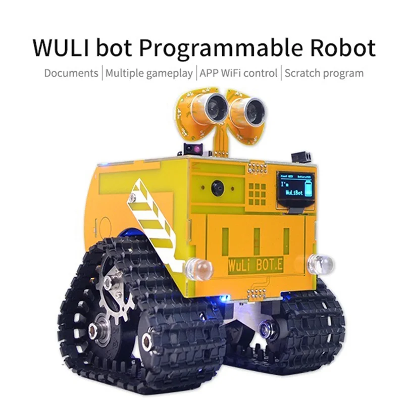 1 PZ Robot programmabile Wulibot Mixly + Scratch Robot di doppia programmazione grafica Versione standard per auto gialla