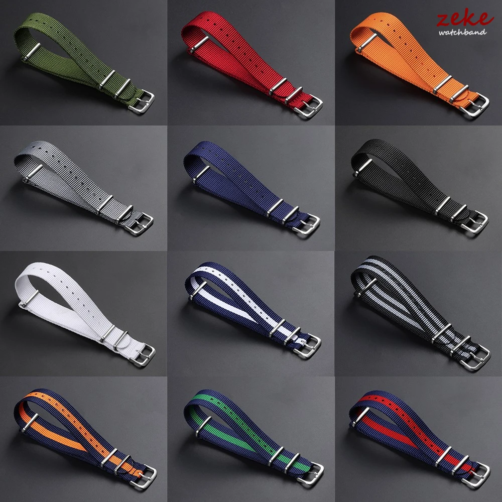 14mm 16mm 18mm 20mm 22mm Ribbed Canvas Nylon Watch Strap Universal Men Watch Band One Piece Loop Bracelets Women & Men Wristband