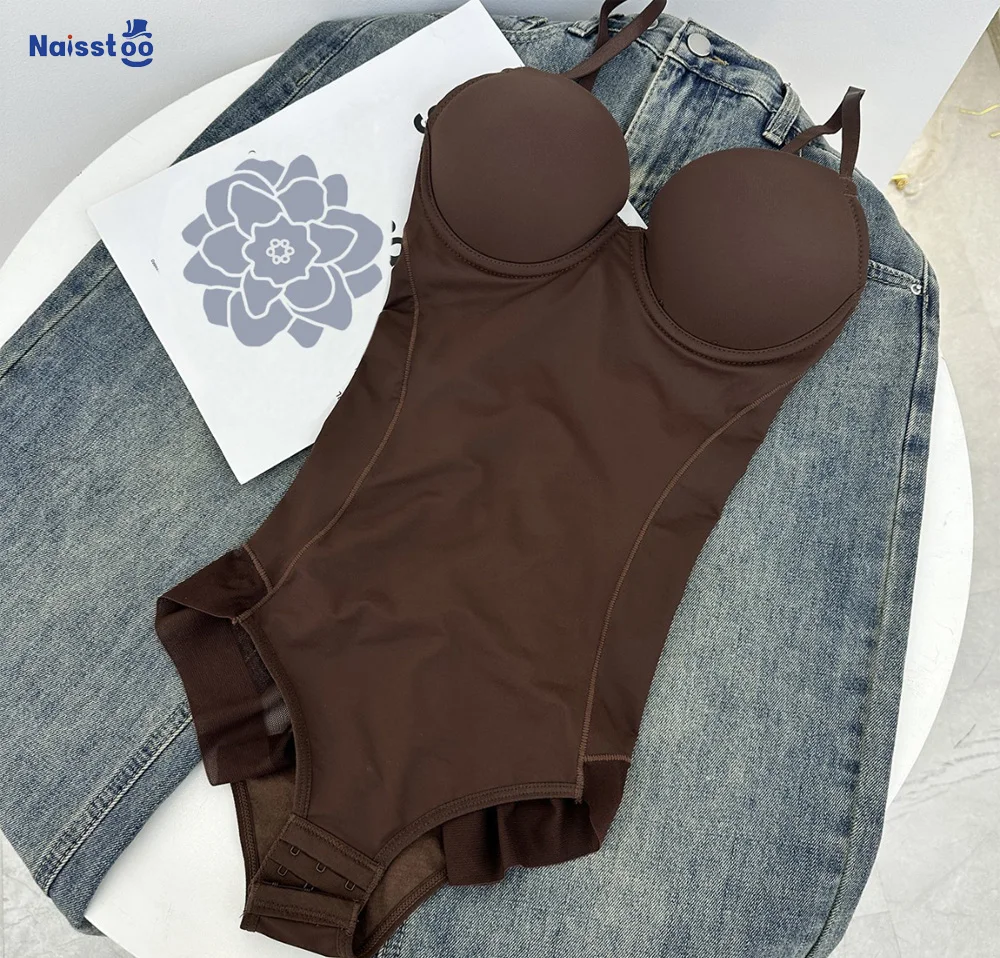 Naisstoo Women Shapewear Bodysuit for Tummy Control Seamless Body Shaper Thong Jumpsuit Bras