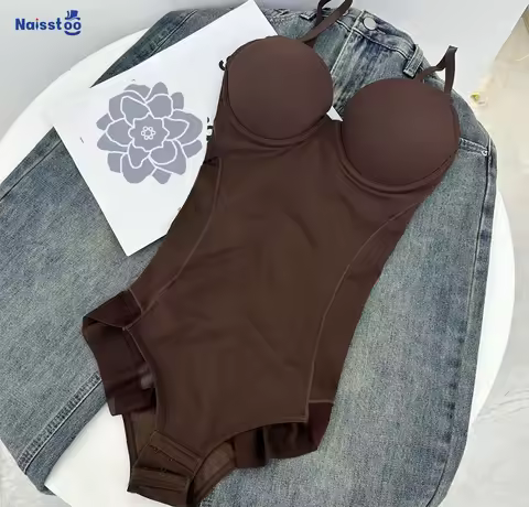 Naisstoo Women Shapewear Bodysuit for Tummy Control Seamless Body Shaper Thong Jumpsuit Bras