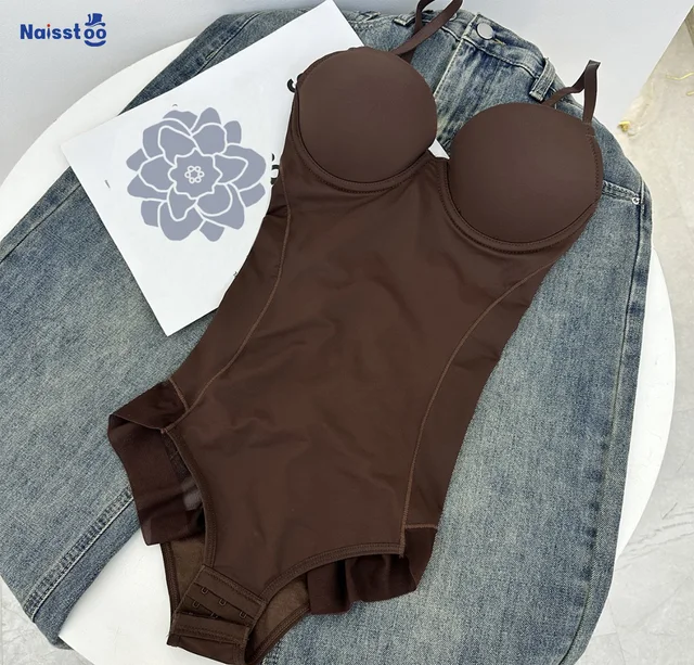 Naisstoo Body feminino modelador para controle de barriga sem costura modelador de corpo tanga macacão sutiãs