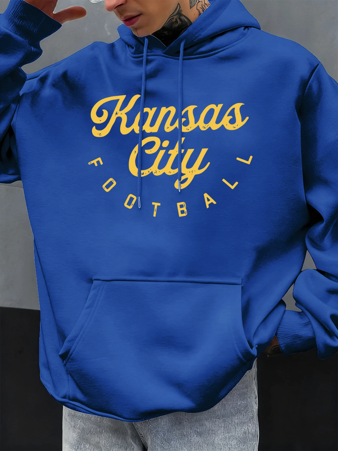 Kansas City fútbol impreso otoño hombres Sudadera con capucha Casual Multicolor Sudadera con capucha bolsillo sudaderas con capucha sueltas ropa de lana jersey de moda