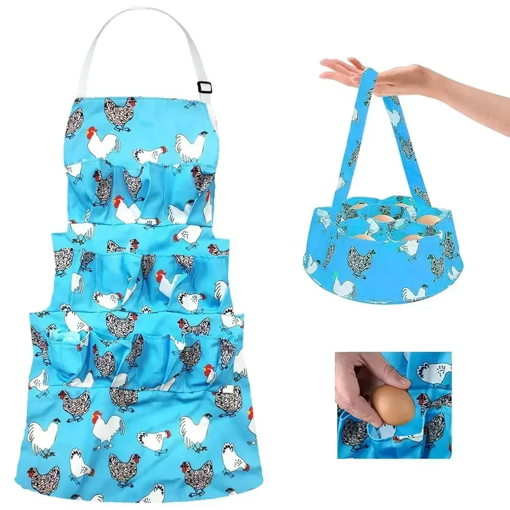 

2 Pcs Egg Collecting Apron Chicken Gathering Basket with 7 Pouches Fresh Egg Holding Apron with 11 Pockets