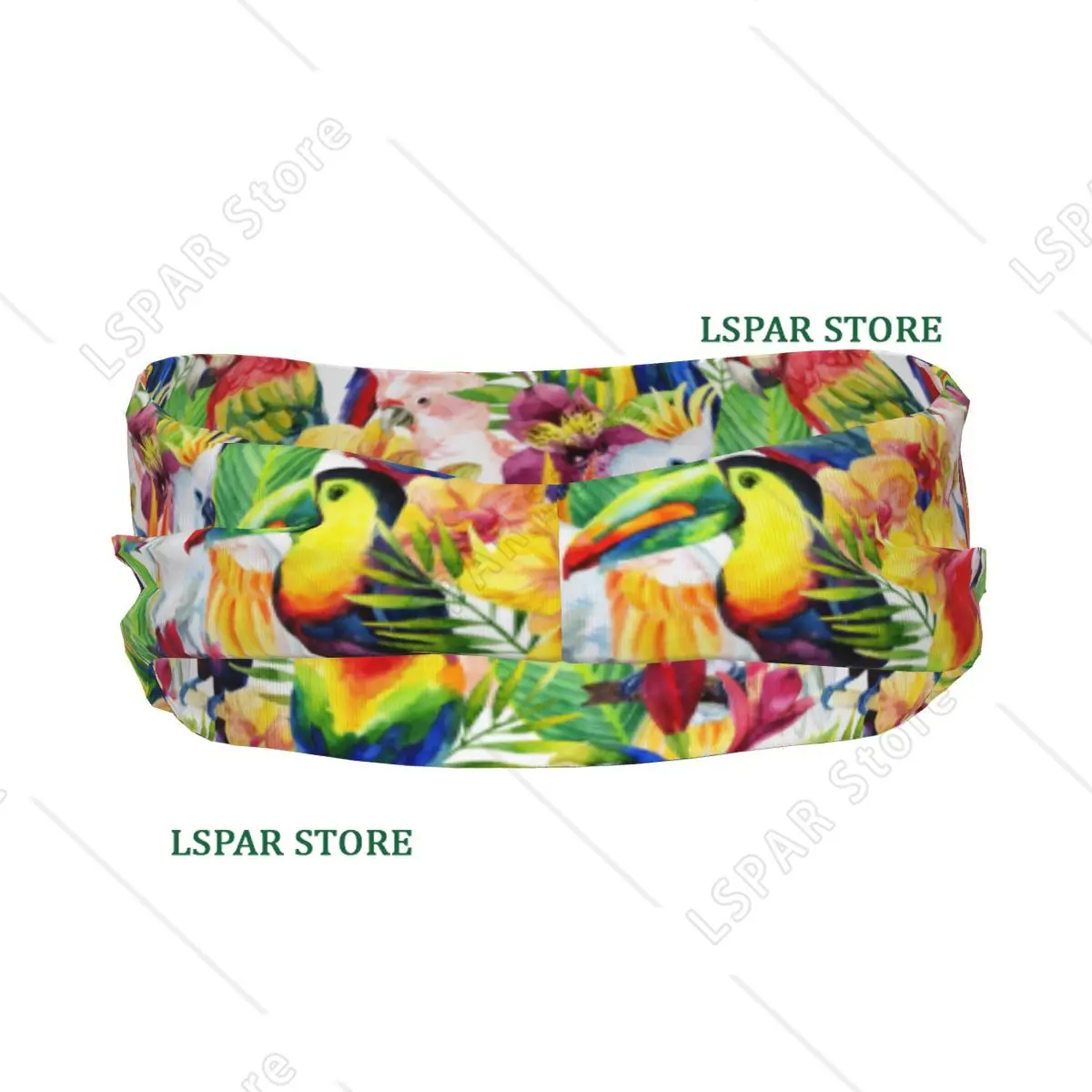 Sports Sweatband Breathable Headband Sweat Hair Head Band Watercolor Parrots With Tropical Flowers Yoga Headband