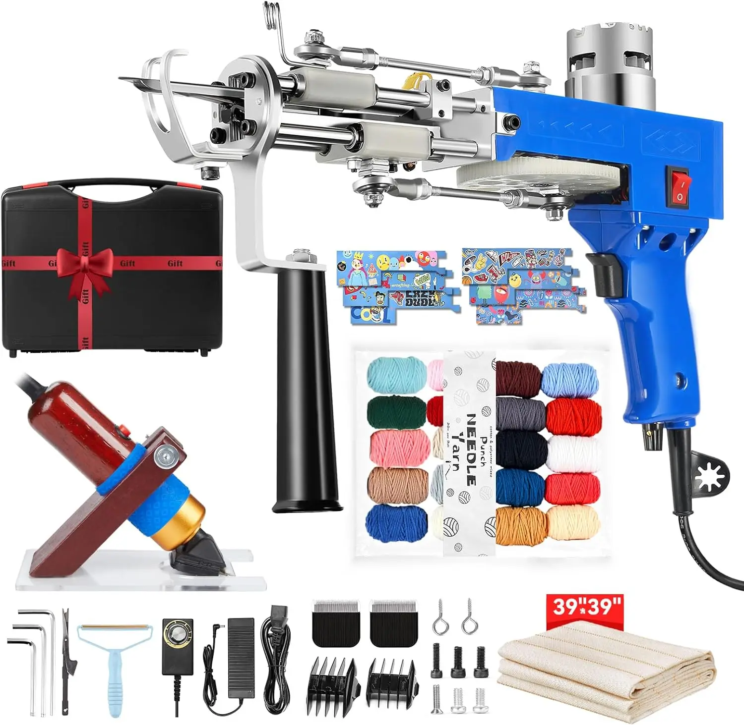 

Riiai Tufting Gun Starter Kit, Tufting Gun with Carpet Trimmer Rug Making Kit, Rug Gun Cut Pile Loop Pile for Making Rugs,