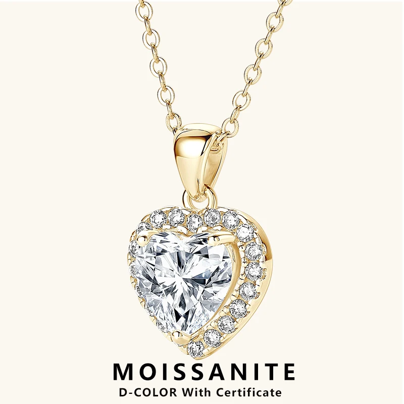 

Lnngy 2CT кулон в форме сердца муассанит ожерелье для женщин стерлингового серебра 925 пробы пасьянс ожерелья темпераментные свадебные украшения