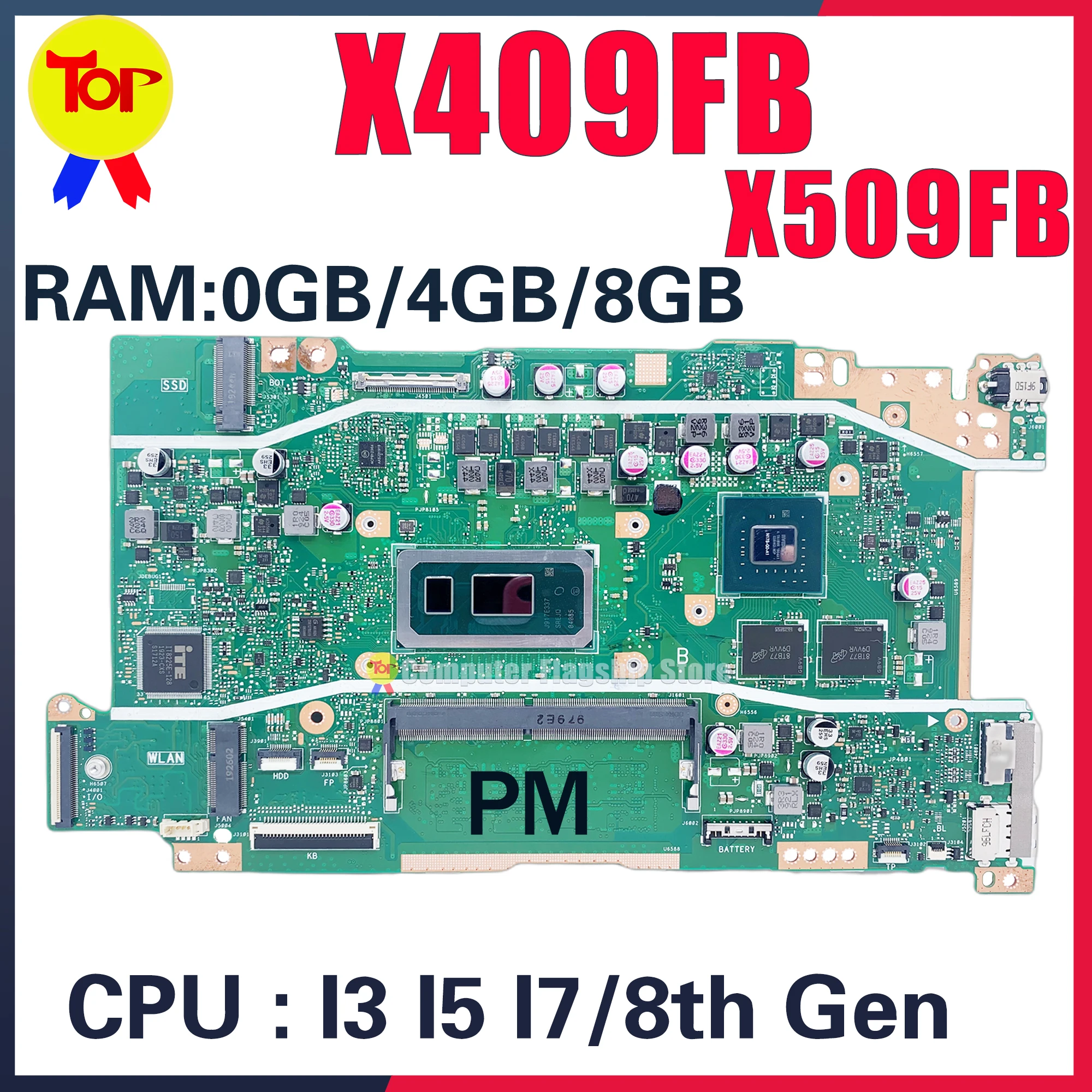 KEFU X409FB Mainboard For Vivobook X509FB X509FL X409F X409FJ X509FA X409FA Laptop Motherboard W/I3-I5-I7/8th 0GB/4GB/8GB PM/UMA