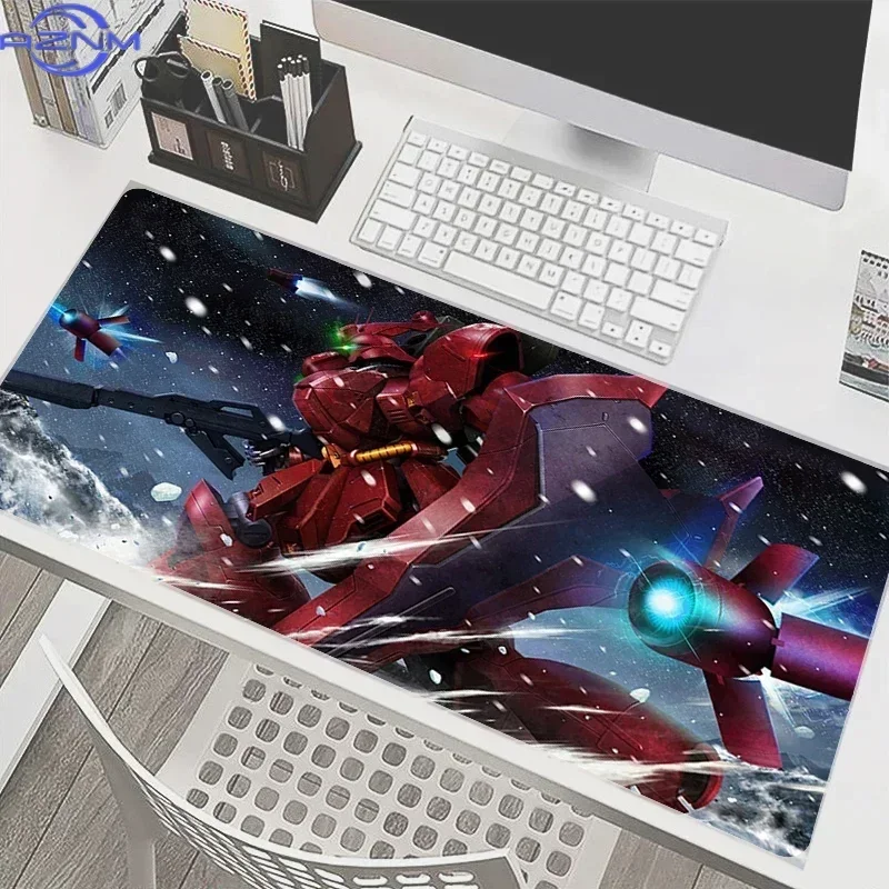 Red Sci-fi Mecha Workshop Scene Large Mousepad, Rubber Base Extended Desk Mat, Non-Slip Waterproof Keyboard Pad for Gaming and O