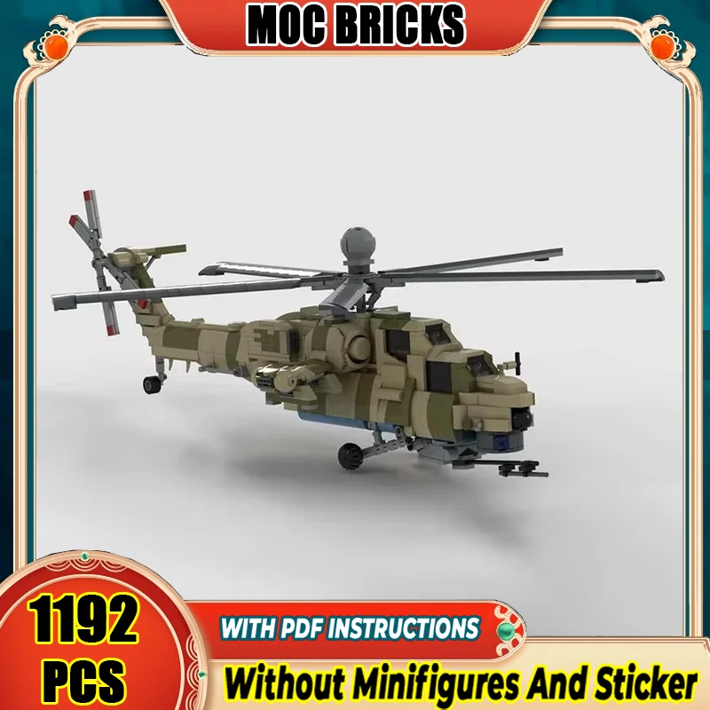 

Military Series Model Moc Building Bricks 1:38 Mi28NM Fighter Model Building Technology Modular Blocks Construstion Toy Gifts