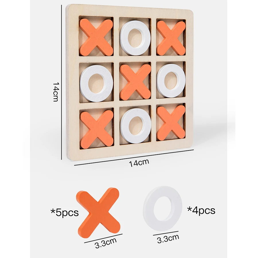 Wooden XO Tic-tac-toe Puzzle Toy Casual Battle Board Game Parent-child Interactive Board Thinking Game