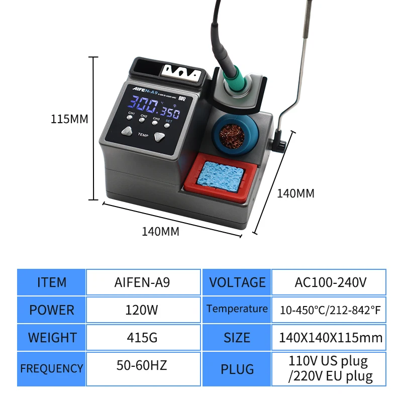 AIFEN-A9 Lead-Free Soldering Station Compatible C115/C210/C245 Handle Chip Temperature Control For BGA PCB Repair Welding