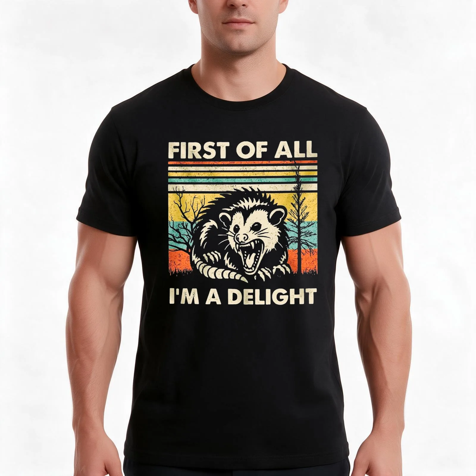 First Of All I'm A Delight Sarcastic Angry Opossum Lover T-Shirt Summer Casual Cotton Tee Oversized Streetwear Tops