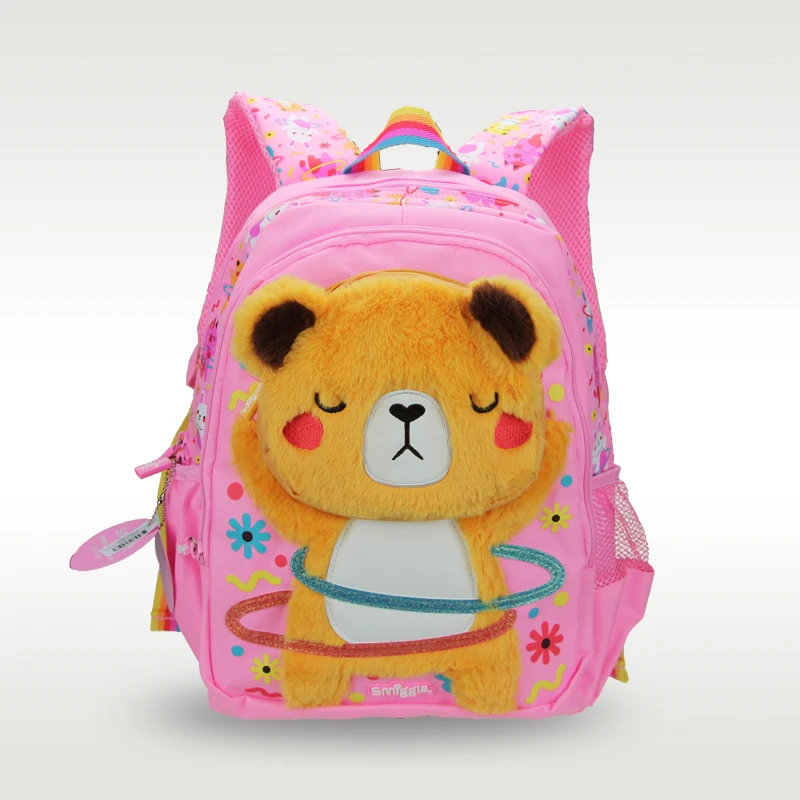 Smighidden-Sac d'école original pour enfants, fournitures scolaires de modélisation de dessin animé, ours rose SR, 14 pouces, Australie, vente à chaud