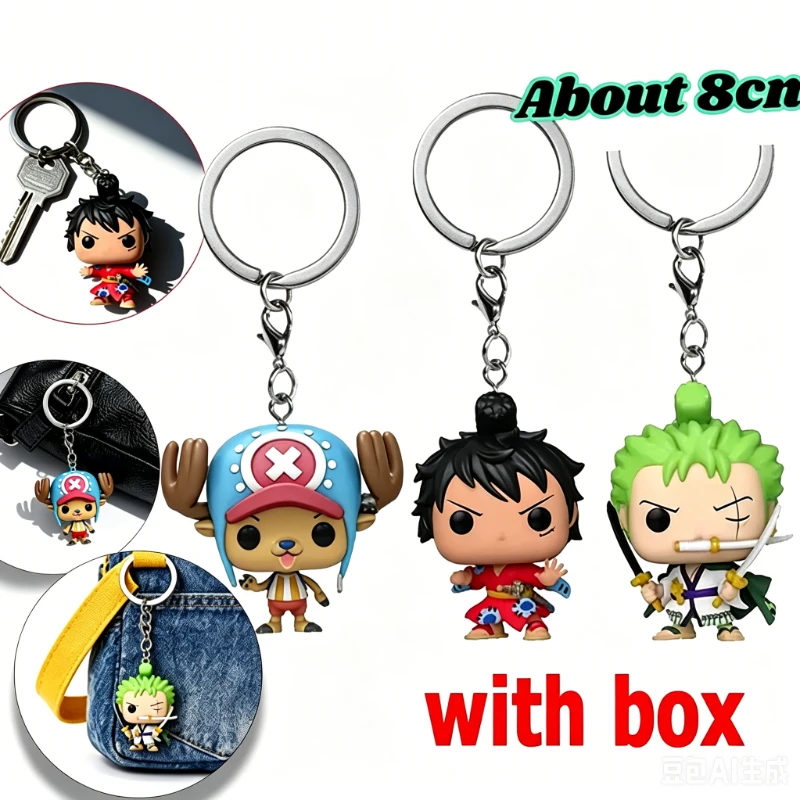 Llavero de One Piece de Dibujos Animados, Colgante de Figura de Luffy Zoro Shiba Inu de 8cm, Adorno para Bolsa, Regalo para Fans del Anime